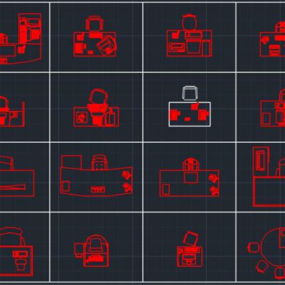 دانلود رایگان آبجکت میز اداری اتوکد - سری اول