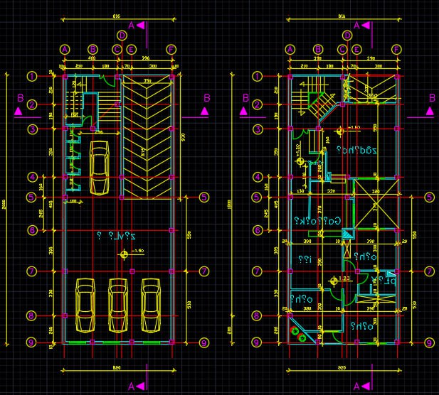 دانلود پلان معماری ساختمان مسکونی چهارطبقه به‌همراه مقطع و نما - 01