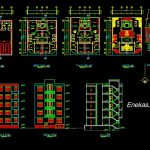 دانلود پلان معماری ساختمان مسکونی چهارطبقه بههمراه مقطع و نما – 02