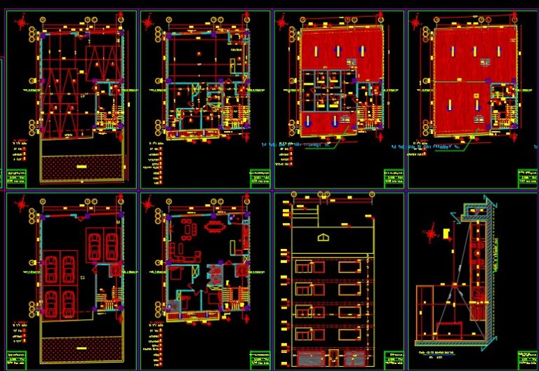 دانلود پلان معماری ساختمان مسکونی چهارطبقه به‌همراه مقطع و نما - 03