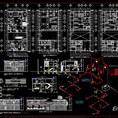 دانلود پلان معماری ساختمان مسکونی دوطبقه به‌همراه مقطع و نما - 02