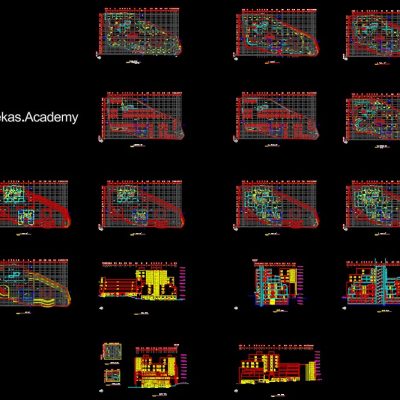 دانلود پلان معماری مجتمع تجاری-اداری به‌همراه مقطع و نما – 02