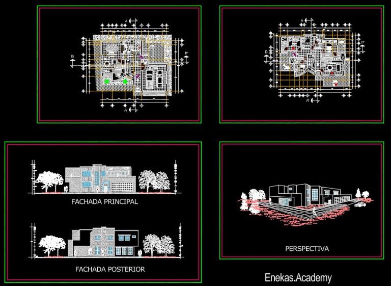 دانلود پلان معماری ویلا به‌همراه نما – 02