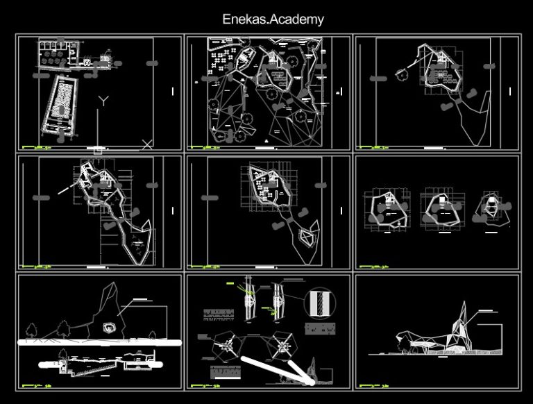 دانلود پلان معماری موزه به‌همراه مقطع و نما – 01