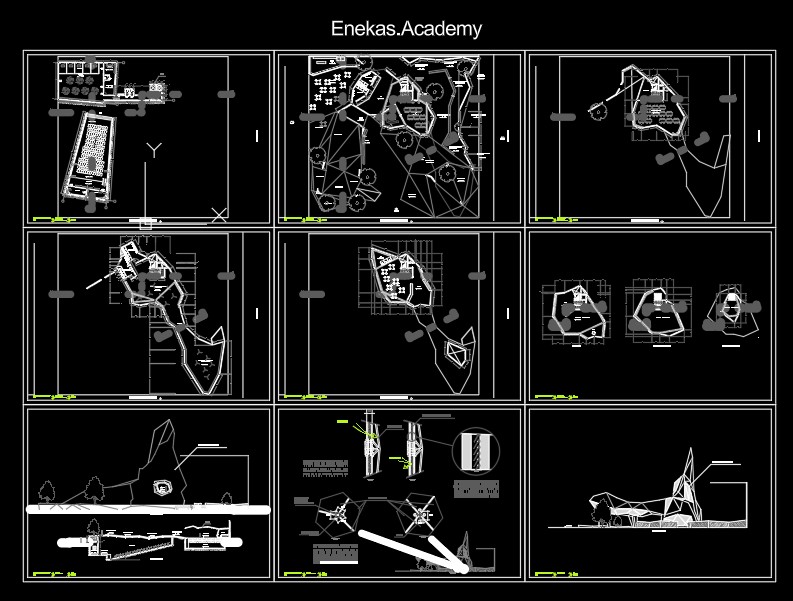 دانلود پلان معماری موزه به‌همراه مقطع و نما – 01